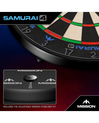 Mission Samurai 4 Dartboard Professional - Knife Wire - Graphite Grey