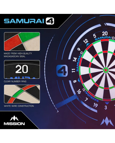 Mission Samurai 4 Dartboard Professional - Knife Wire - White Spider