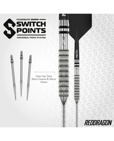 Red Dragon Gian van Veen Tour Edition Switch Point 90% Tungsten Steel Tip Darts