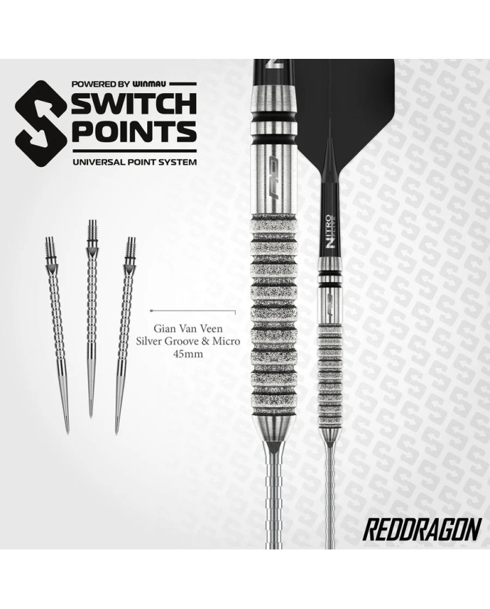 Red Dragon Gian van Veen Tour Edition Switch Point 90% Tungsten Steel Tip Darts