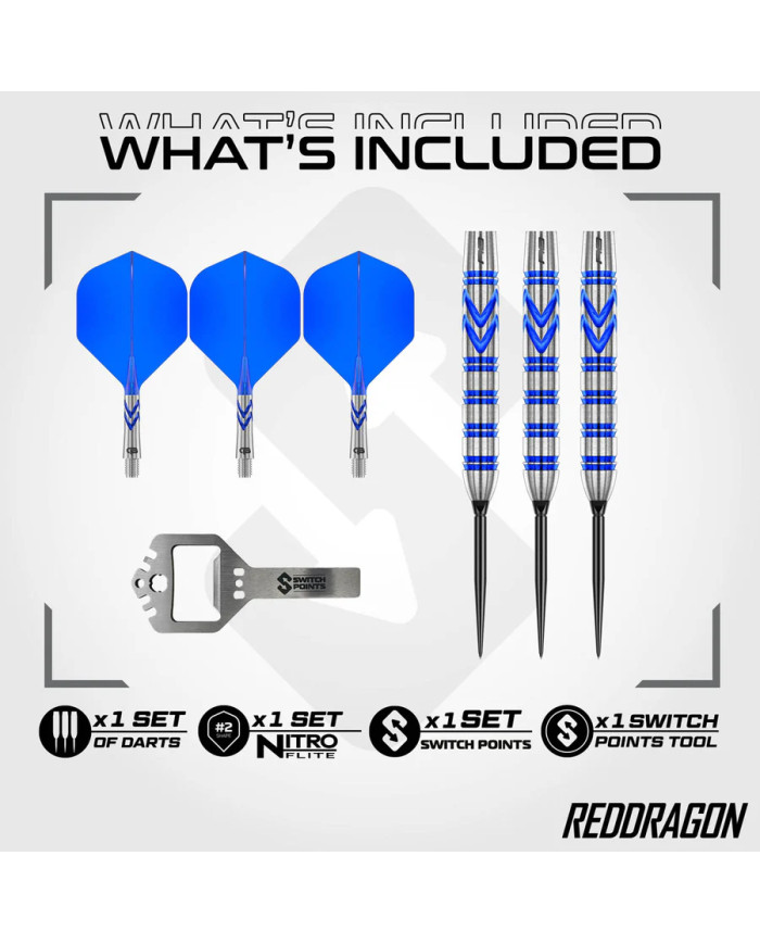 Red Dragon Gerwyn Price Blue Original Switch Point 90% Tungsten Steel Tip Darts