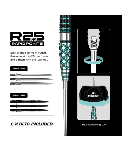 Mission Neptune R2.5 Darts Steel Tip - 90% Tungsten