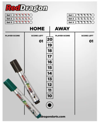 Red Dragon Dry Wipe Scoreboard