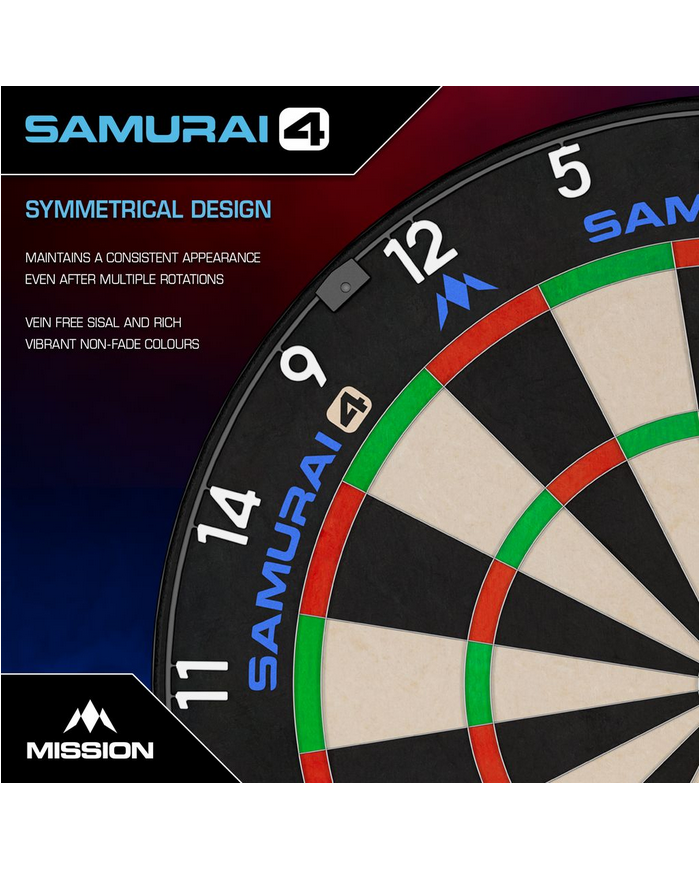 Mission Samurai 4 Dartboard Professional - Knife Wire - White Spider